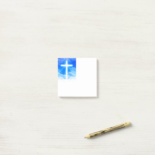 Kreuz von hellem kundengerechtem christlichem post-it klebezettel (Auf Schreibtisch)