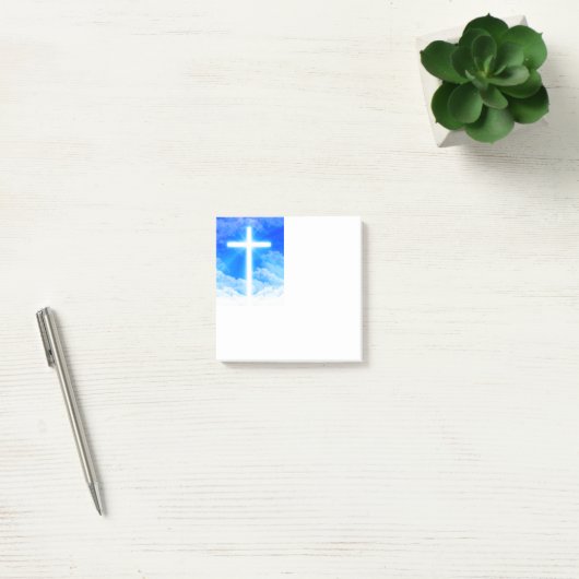Kreuz von hellem kundengerechtem christlichem post-it klebezettel (Büro)