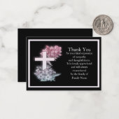 Kreuz zwischen Blume nach Beerdigung Dankeschön Ka Mitteilungskarte (Vorderseite/Rückseite Beispiel)