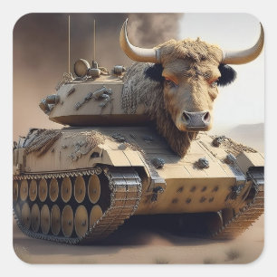 Kreuz zwischen einem Tank und einer Texas-Wäschest Quadratischer Aufkleber