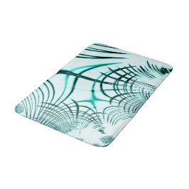 Kreuz-Zyan-Aqua-gekrümmte Linien auf hellem Hinter Badematte
