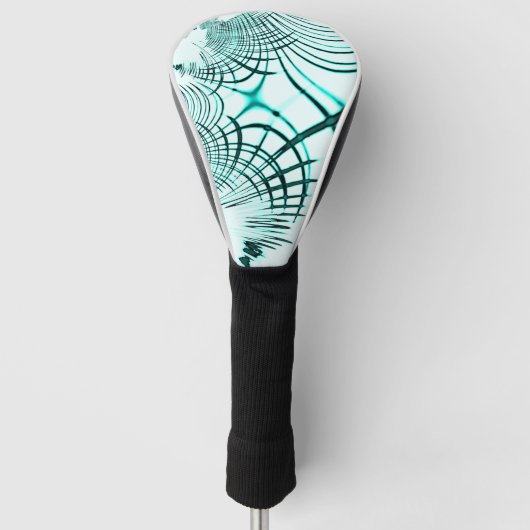 Kreuz-Zyan-Aqua-gekrümmte Linien auf hellem Hinter Golf Headcover (Vorderseite)