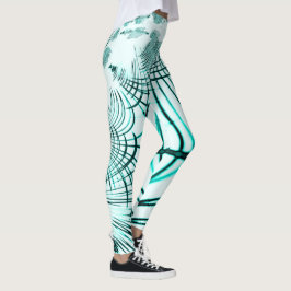 Kreuz-Zyan-Aqua-gekrümmte Linien auf hellem Hinter Leggings