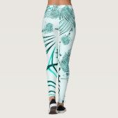 Kreuz-Zyan-Aqua-gekrümmte Linien auf hellem Hinter Leggings (Rückseite)