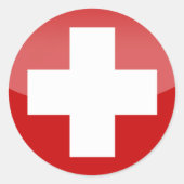 Kreuzaufkleber der Schweiz Runder Aufkleber (Vorderseite)