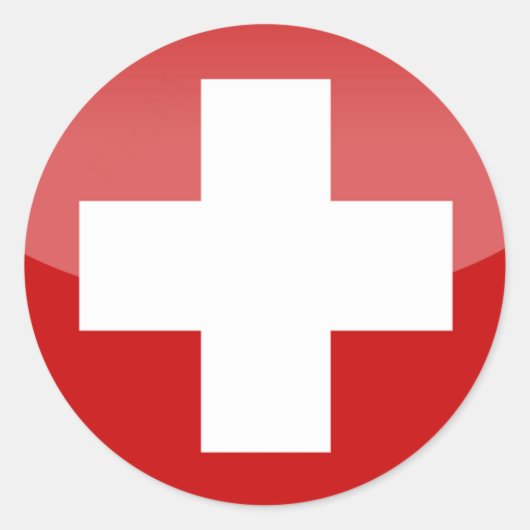 Kreuzaufkleber der Schweiz Runder Aufkleber (Vorderseite)