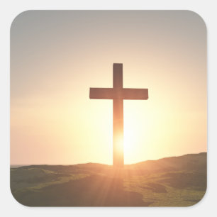 Kreuzaufkleber Quadratischer Aufkleber