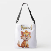 Kreuzbeutel für personalisierte Kinder - die Katze Tragetaschen Mit Langen Trägern (Rückseite)