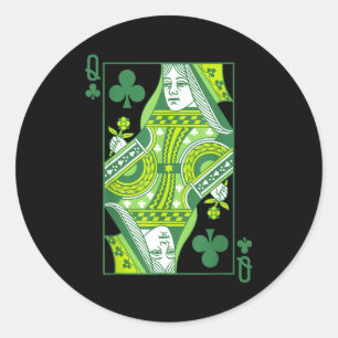Kreuzdame Karte St. Patrick's Day Botanik Runder Aufkleber