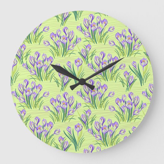 Kreuze auf hellgrün große wanduhr (Vorderseite)