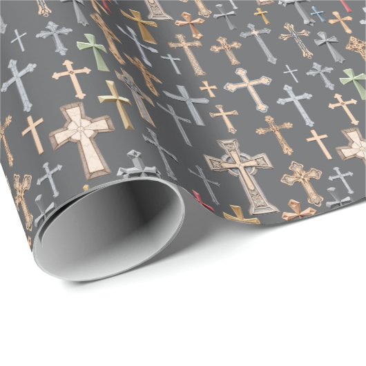 Kreuze - grau geschenkpapier (Rolleneckpunkt)