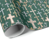 Kreuze - grün schwarz geschenkpapier (Rolleneckpunkt)