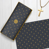 Kreuze - Imitate Senf Gold auf Grafit Seidenpapier