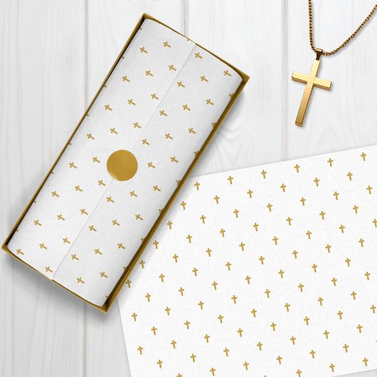 Kreuze - Imitate Senfgold auf weiß Seidenpapier