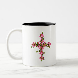 Kreuze Rosen und Efeu Zweifarbige Tasse