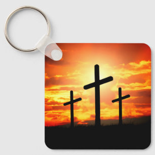 Kreuze, Sonnenuntergang Silhouetten Malerei-67137 Schlüsselanhänger