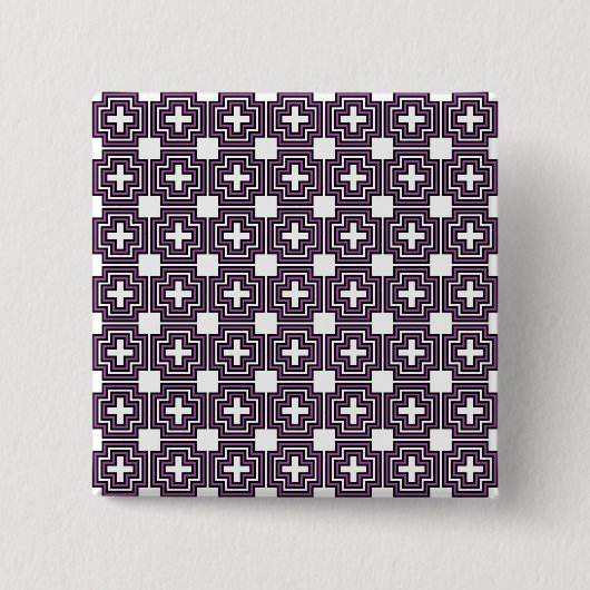 Kreuze und Quadrate Lila Button (Vorderseite)