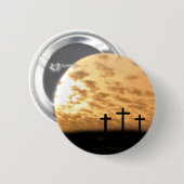 Kreuze und Sonnenuntergang-Ostern-Button Button (Vorne & Hinten)