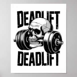Kreuzeheben Totenkopf Skelett Workout Kraftdrehen  Poster