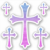 Kreuzen mit blauer und lila Aquarelltextur Aufkleber (Vorderseite)