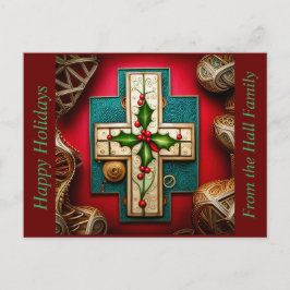 Kreuzen mit Holly Saasonal-Karte Feiertagspostkarte