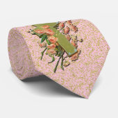 Kreuzen mit rosafarbenen Blume auf der Goldenen Da Krawatte (Gerollt)