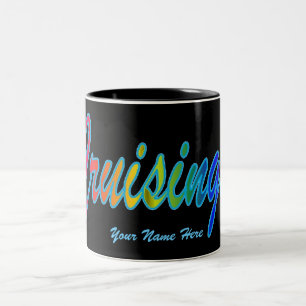 Kreuzen multi und schwarzes personalisiertes zweifarbige tasse
