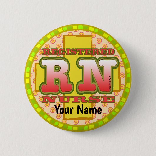 Kreuzen RN Krankenschwester Button (Vorderseite)