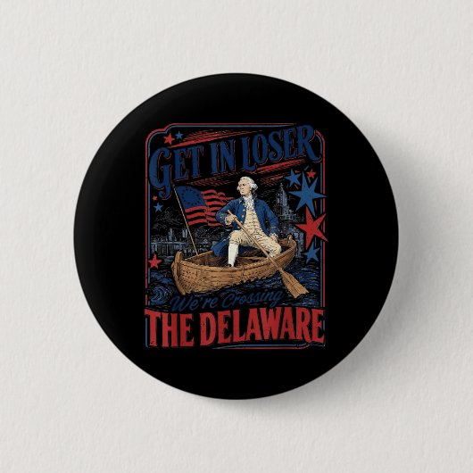Kreuzen Sie lustig den 4. Juli in Delaware Button (Vorderseite)