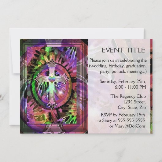 Kreuzen Sie mit dem Herzzentrum die Tye-Farbtöne. Einladung (Vorderseite)