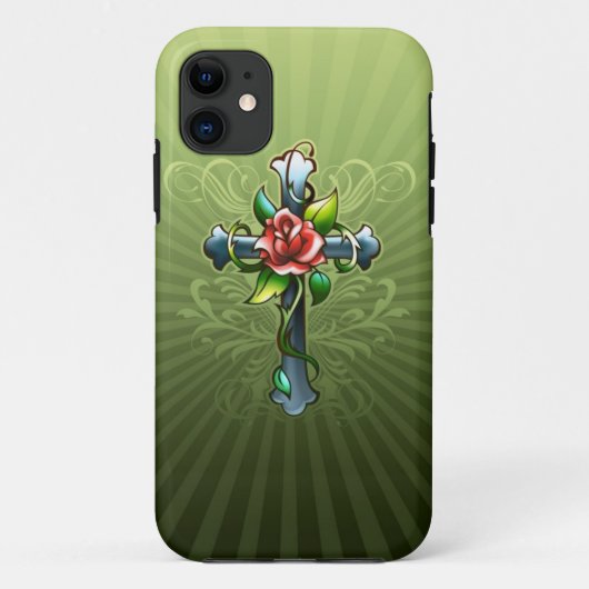 Kreuzen Sie mit einem Thorned Rose iPhone 5 Fall Case-Mate iPhone Hülle (Rückseite)