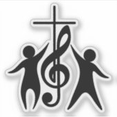 Kreuzen Sie mit Musiknoten und Menschen, die loben Aufkleber (Vorderseite)