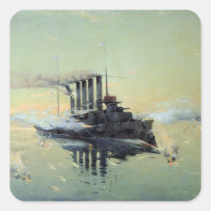 Kreuzer Askold Fighting Quadratischer Aufkleber