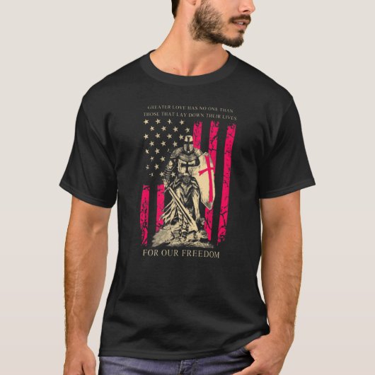 Kreuzfahrer Knight Templar Krieger Gottes Amerika T-Shirt (Vorderseite)