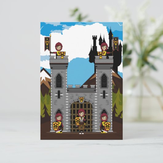 Kreuzfahrer-Ritter und RSVP-Karte des Schlosses RSVP Karte (Stehend Vorderseite)