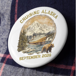 Kreuzfahrt Alaska Retro Not leidendes Schiff Einsc Button