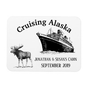 Kreuzfahrt Alaska Schiff und Elch Magnet