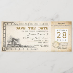 Kreuzfahrt-An Bord-Pass-Tickets zum Speichern des  Save The Date