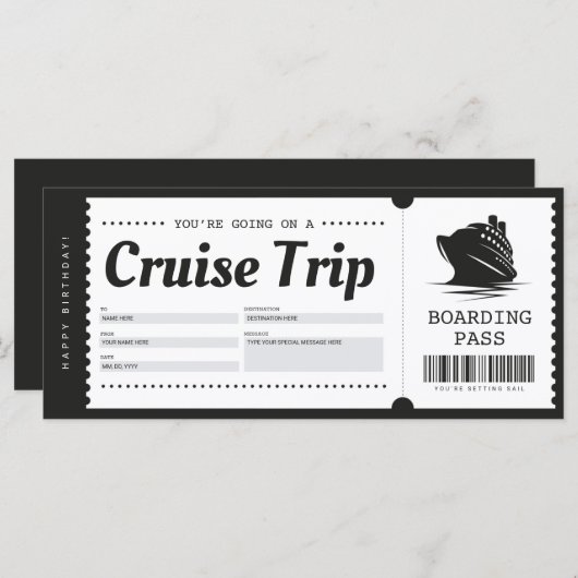 Kreuzfahrt Boarding Pass Ticket Gutschein (Vorne/Hinten)
