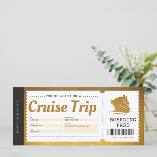 Kreuzfahrt Boarding Pass Ticket Gutschein (Stehend Vorderseite)