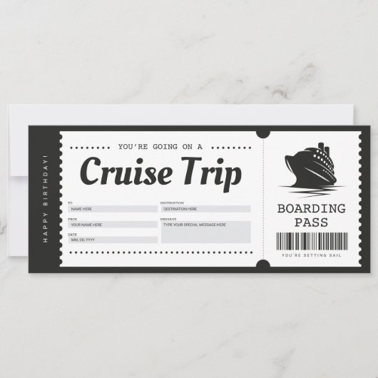 Kreuzfahrt Boarding Pass Ticket Gutschein Einladung (Vorderseite)