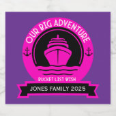 Kreuzfahrt der Schaufelliste Schaumweinetikett (Einzelnes Label)