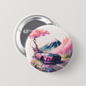 Kreuzfahrt durch Cherry Blossom Landschaft Button (Vorne & Hinten)