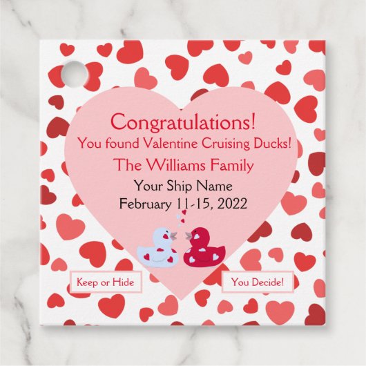 Kreuzfahrt Enten Tags Valentine Geschenkanhänger (Vorderseite)