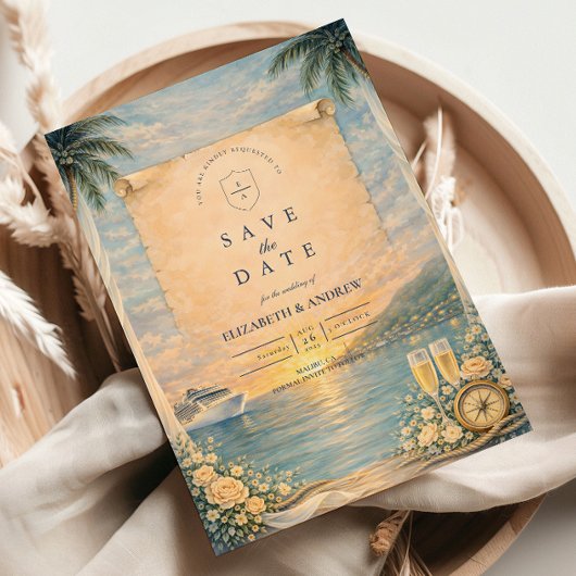 Kreuzfahrt-Hochzeit mit Meeresblick Save The Date