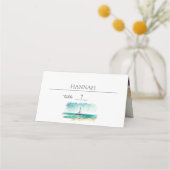 Kreuzfahrt Hochzeit, moderne minimalistische Aquar Platzkarte (Vorderseite)