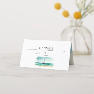 Kreuzfahrt Hochzeit, moderne minimalistische Aquar Platzkarte