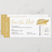 Kreuzfahrt Hochzeitsreise Boarding Ticket Gold Yac Save The Date (Vorne/Hinten)