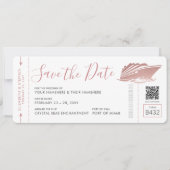 Kreuzfahrt Hochzeitsticket Boarding Pass Rose Gold Save The Date (Vorderseite)
