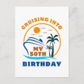 Kreuzfahrt in mein 50. Geburtstagsboot Einladungspostkarte (Vorderseite)